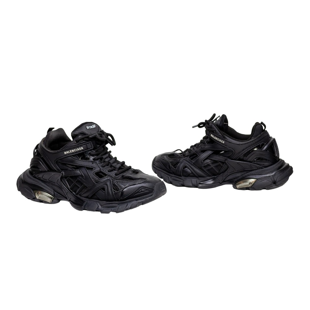 Balenciaga Track.2 Open Sneakers Black Mesh Nylon Trainers 568615 Size 38